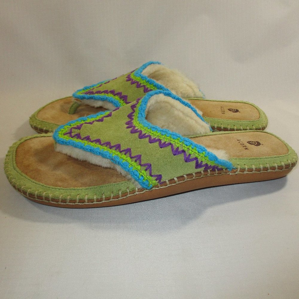 NWT Acorn Sheepskin Lined Flip-Flop Sandals 7